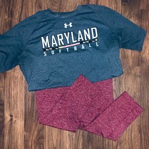 Under Armour | Red Heather Capri Allgear Leggings